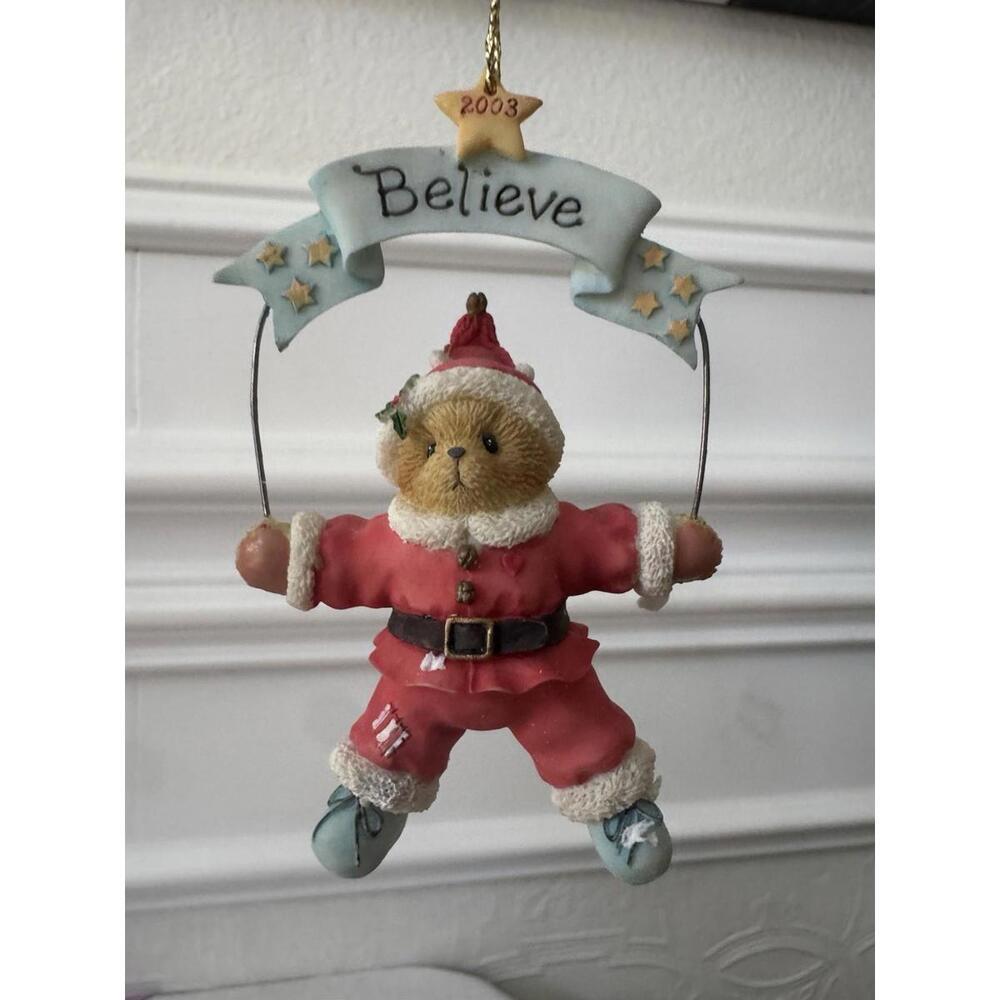Enesco Cherished Teddies  2003 Hanging Ornament ~BELIEVE~ # 112392 P. Hillman